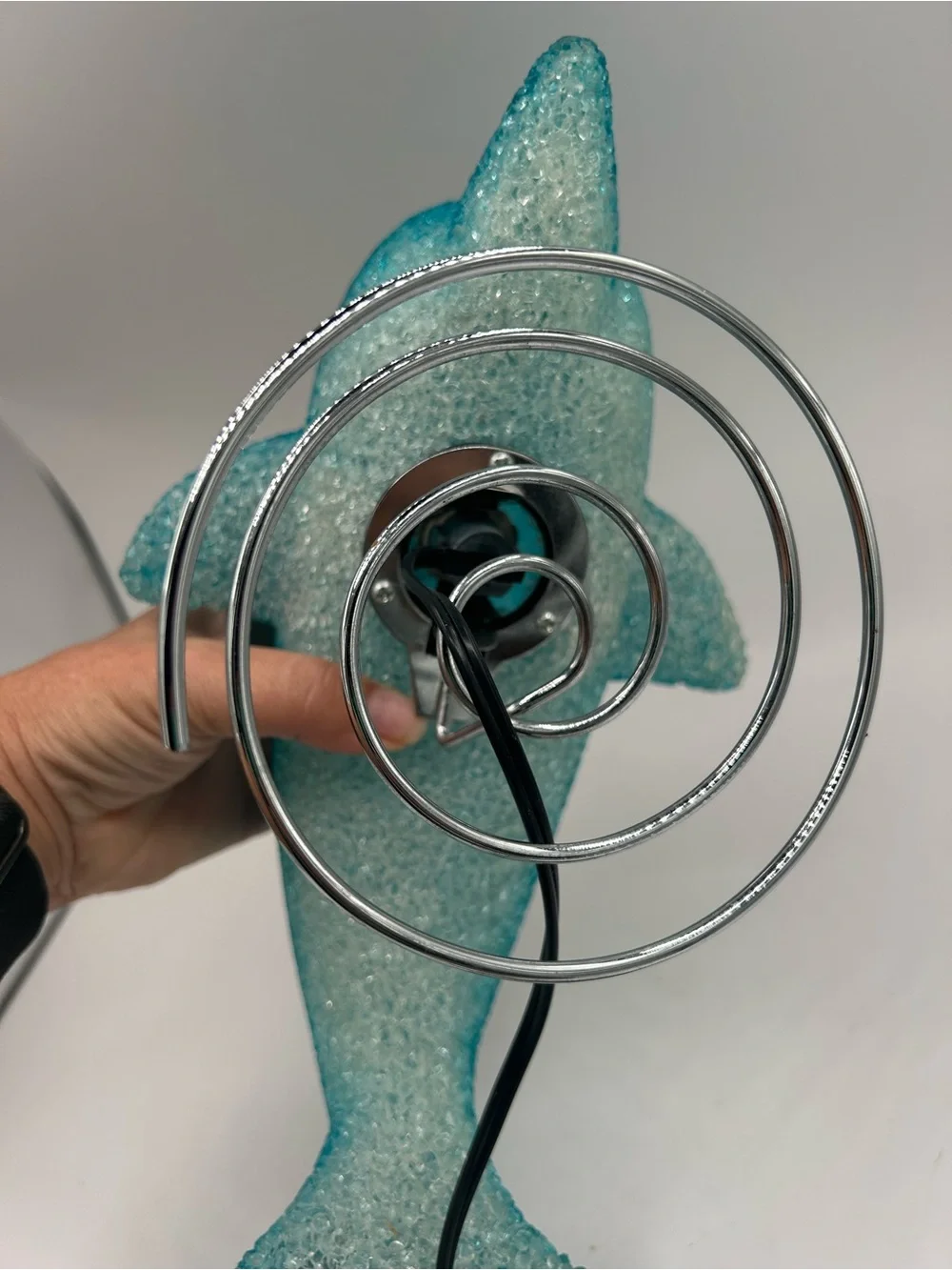 VTG 90s Melted Popcorn Blue Dolphin Night Light Or Table Lamp 11